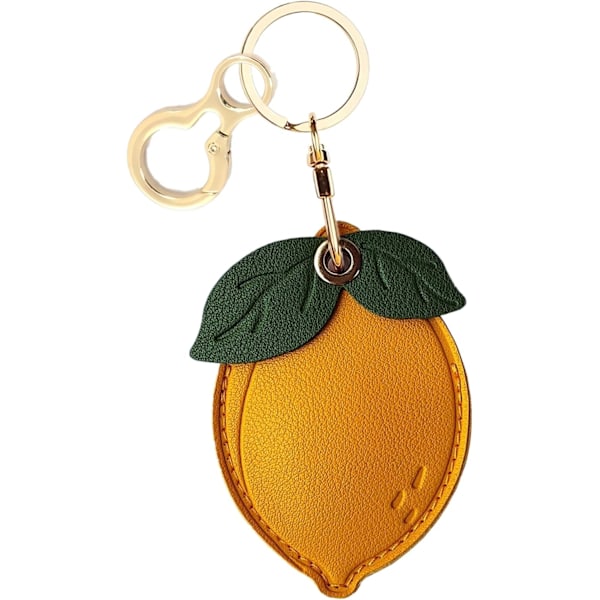 Læder nøgleringholder etui kompatibel med Apple AirTag, sødt beskyttende Air Tag cover med nøglering, anti-scratch finder GPS tracker etui til Lemon b