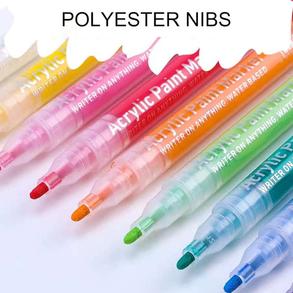 12 färger akrylfärgpennor för studenter, vattentäta, snabbtorkande, fiberpenna, fiberpenna för sten, tyg, glas, trä