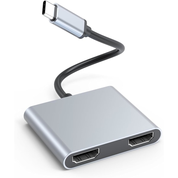 USB C til dobbelt HDMI-adapter til 2 skærme, 4K 60Hz 1080p, Type C til dobbelt HDMI-konverter til MacBook Pro Air LenovoYoga Thinkpad Dell XPS og mere