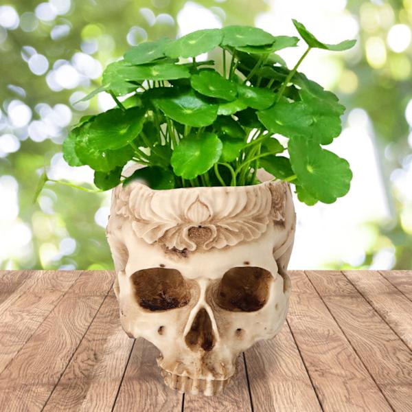Kraniet Blomsterpotte Planter Resin Kunsthåndværk Personlige Hjemmeindretning Bar Ornamenter