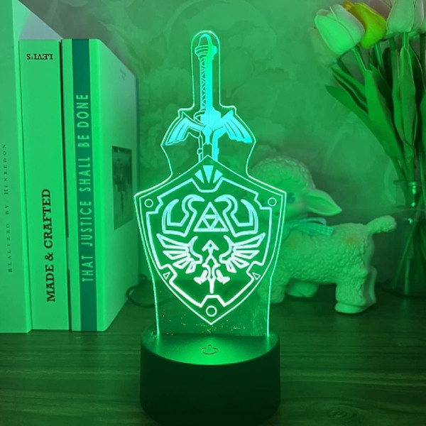 3D Illusions nattlys Legend of Zelda nattlampe Zelda Links sverd og skjold skilt Anime lampe for barnerom dekorasjon julegave - 16 farger