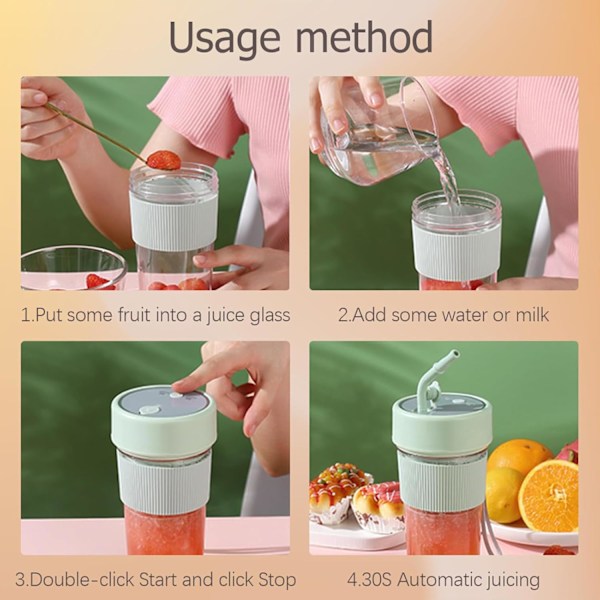 Bärbar Mixer, Liten Fruktjuicer Med Sugrör, Matblandare, Bärbar Mixer För Kök, Resor, Hem