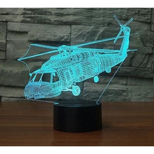 3D-lentokonehelikopter yövalo kosketus pöytä työpöytä optinen illuusio lamput 7 väriä vaihtavat valot kodin sisustus joulu syntymäpäivä lahja