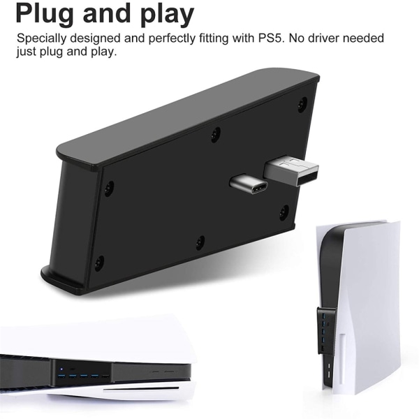 5-porttinen USB-keskittimen laajennus, nopea tiedonsiirto, muuntaja PS5:lle