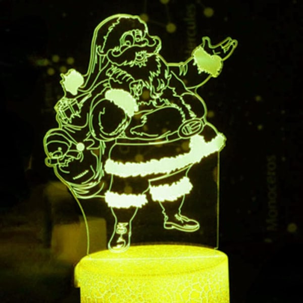 3D Julemand Natlys Bordlampe Optisk Illusion Lamper 7 Farveskiftende Lys LED Bordlampe Jul Hjem Kærlighed Fødselsdag Børn Børn Gave