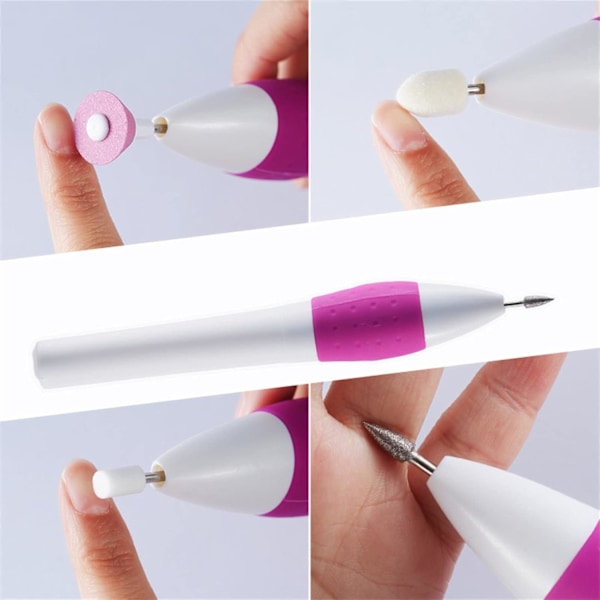 Elektrisk Nagelfräspenna med 5 Fräsbitar, Elektrisk Manikyrfrässet, Multifunktionell Bärbar Nagelfil, Polering, Slipning