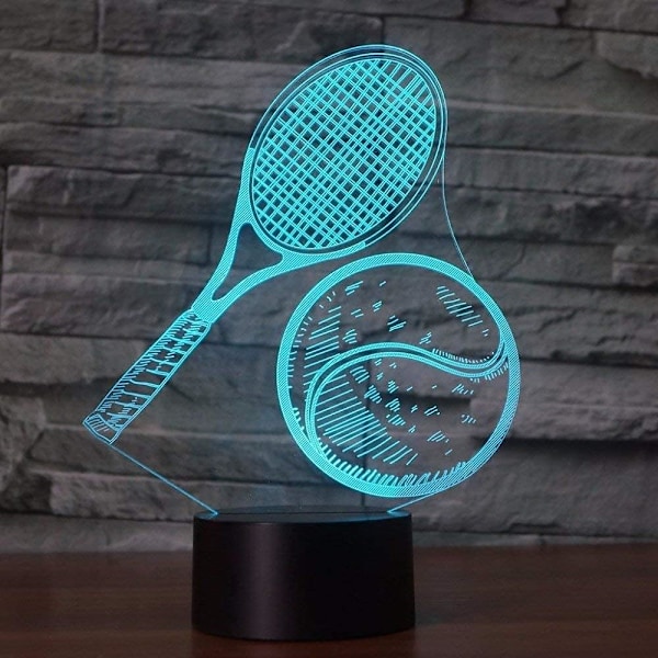 3D Tennis Fjernkontroll 16 Farger Nattlys Illusions Akryl LED Bord Nattbord Lampe Barn Soverom Skrivebord Dekor Bursdagsgaver Leke for Barn