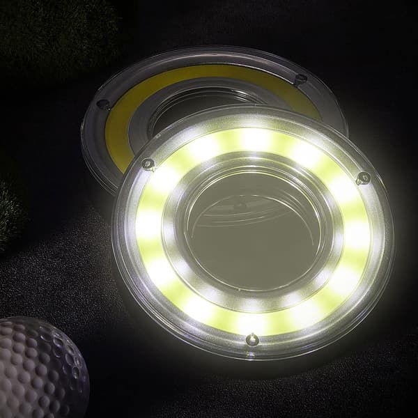 LED Glow Putting Cup Flaggor & Stolpar, 2-pack Nattgolftillbehör med Batteridriven Belysning för Trädgårdsövning, Fester 2-Pack