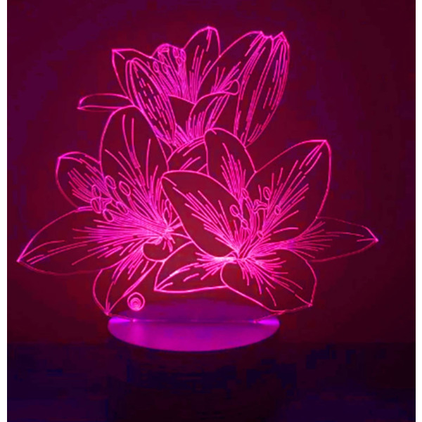 3D Blommanattlampa LED-lampa Illusion 7 Färgväxlande Touch Switch Bordsskiva Dekorationslampor Födelsedagspresent Akrylbas USB-kabel Leksak