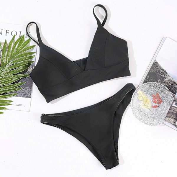 WJSMWomens Bikini Sort Push Up Brasiliansk Todelt Badedragt Black L