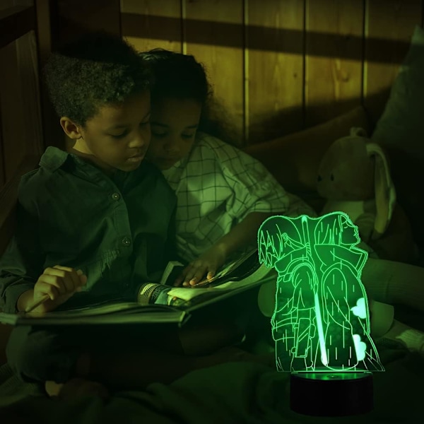 Anime LED nattlys, 7 farger USB-lading 3D berøringsillusjon skrivebordslampe med 16 farger fjernkontroll bordlampe for barnerom, barnebursdag jul påske