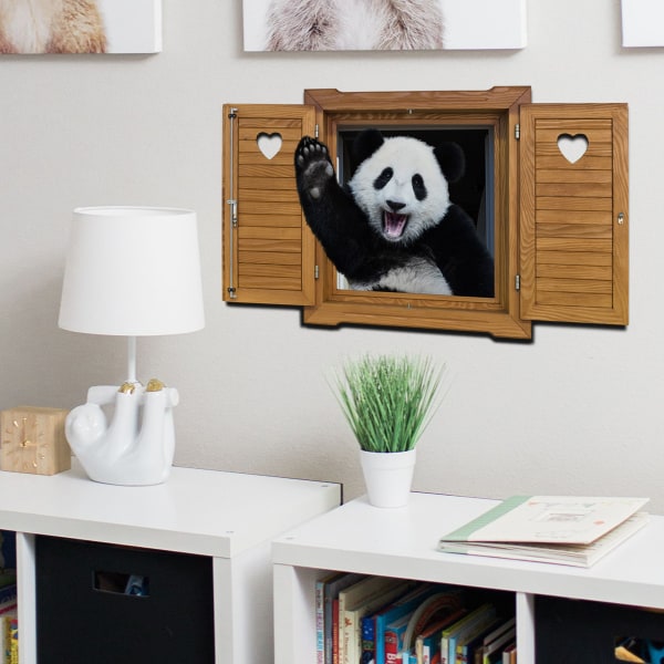 Panda Bjørn 3D Vindusdekal Veggklistremerke Hjemmedekor Kunst Veggmaleri Dyr