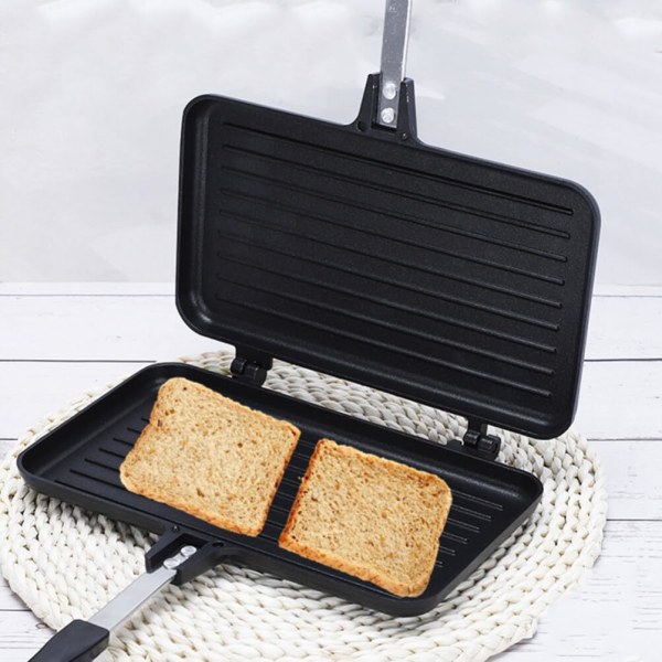 WJ Sandwich Maker Sandwich Maker Brödrost Non-stick Smörgåspanna Dubbelsidig grillad Stekpanna Smörgåspress Bröd Sandwichbakpanna black