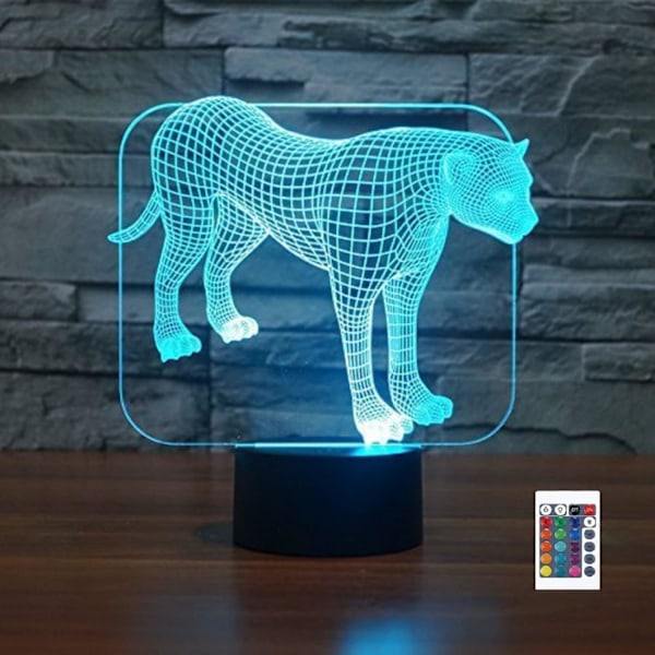 3D Leopardskelett Handskar Fjärrkontroll 16 Färger Nattlampor Illusion Akryl LED Bord Sängbordlampa Barn Sovrum Skrivbordsdekoration Födelsedagspresenter Leksak