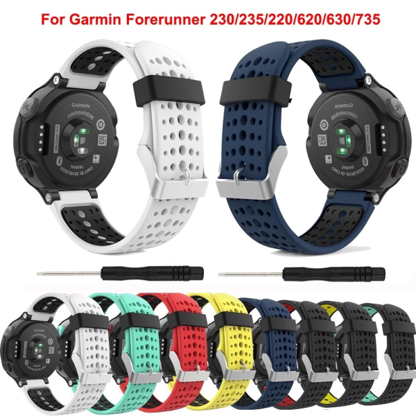 Garmin Forerunner 235/235Lite klokkebånd, mykt silikon erstatnings klokkebånd for Garmin Forerunner 235/220 / 230/620 / 630/735 Smart Watch