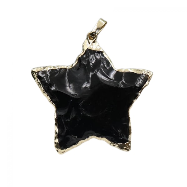 Musta obsidiaaninen tähden muotoinen kivi kaiverrettu huolen kivi jalokivet tasku parantavat kivet koriste DIY korujen valmistus（Kultainen reuna）