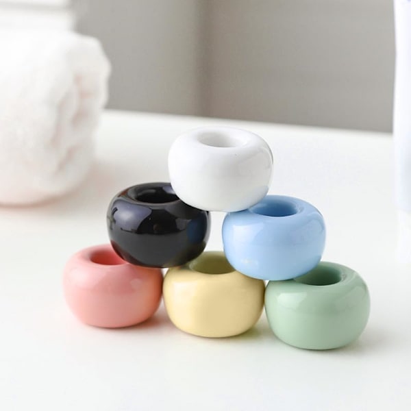 Mini Keramisk Tandbørsteholder Stativ til Badeværelse Forfængelighed Bordplade, Håndlavet Par Tandbørste Hovedholder, Barbermaskineholder og Kontor Penneholder, P Pink blue