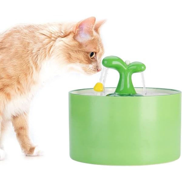 Keramisk kattefontæne, 1,5L kæledyrsfontæne til hunde, automatisk vandbeholder til kæledyr indendørs, kattefontæner til katte med Green