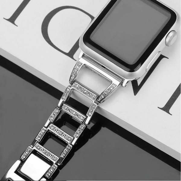Bling-band för Apple Watch 42/44/45mm - Modediamant i Rostfritt Stål, Metallarmband för Apple Watch Series 8 7 6 5 4 3 2, 1