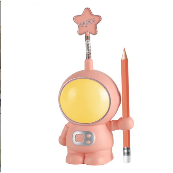 Søt rommann LED nattlys barnehage astronaut lamper Galaxy Guardian skrivebordsdekorasjonslys bursdagsgave (rosa)