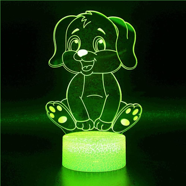 3D Hund Nattlampa Bordsskiva Optisk Illusion Lampor 7 Färgväxlande Ljus LED Bordlampa Jul Hem Kärlek Födelsedag Barn Barn Dekoration Leksak Present