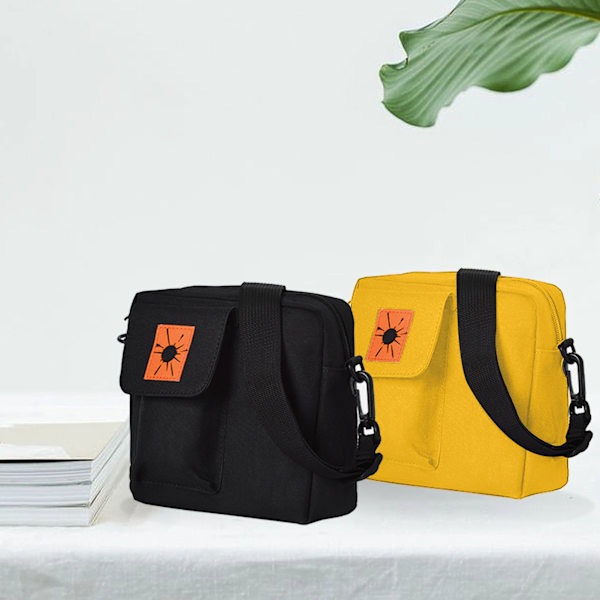 Herre Lille Messenger Taske Multi Lommer Letvægts Nylon Skuldertaske til Daglig Brug  Gratis Størrelse Yellow
