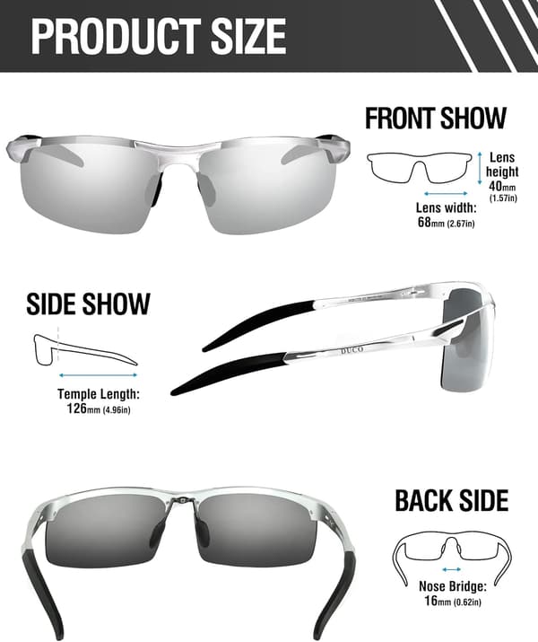 Miesten urheilupolarisoidut aurinkolasit UV-suojalasit miehille 8177s Silver Frame Mirror