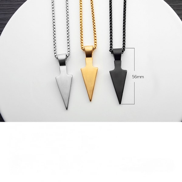 Rustfrit Stål Vedhæng Halskæde til Mænd Cool Spearpoint Arrowhead Vedhæng Kæde Halskæde Sæt Sort Tone
