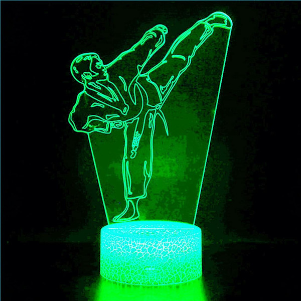 3D Taekwondo Karate Natlys Bordlampe Optisk Illusion Lamper 7 Farveskiftende Lys LED Bordlampe Julegave Hjem Kærlighed Fødselsdag Børn Dekoration Legetøj Gave