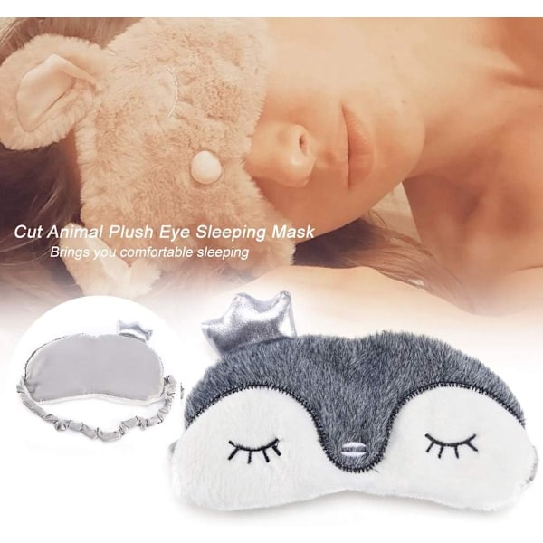 Søt Dyre Sovemaske, Myk Fluffy Plysj Bind for Øynene Morsom Nyhet Dyre Sovemaske, Øyemaske for Barn Jenter Gutter Kvinner Menn Natt