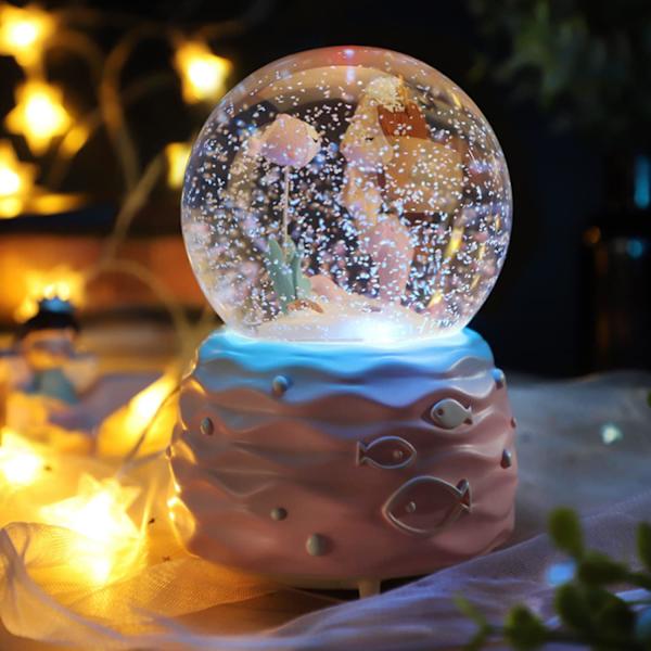 Snöglob, Sjöjungfru Snöglob med Musik, LED-lampor, Presenter till Flickor, Födelsedag Jul Festivalpresent