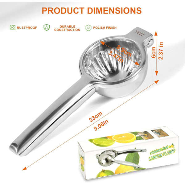 Håndholdt appelsinpresser i kraftig kvalitet, citruspresser i rustfrit stål, limepresser til bar, manuel citruspress