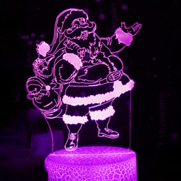 3D Julemand Natlys Bordlampe Optisk Illusion Lamper 7 Farveskiftende Lys LED Bordlampe Jul Hjem Kærlighed Fødselsdag Børn Børn Gave
