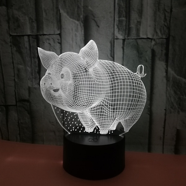 Gris nattlys 3D illusjonslampe Berøring 7 fargeendring Soverom dekor Jente Barn Bursdagsgave Lekegriser Gaver