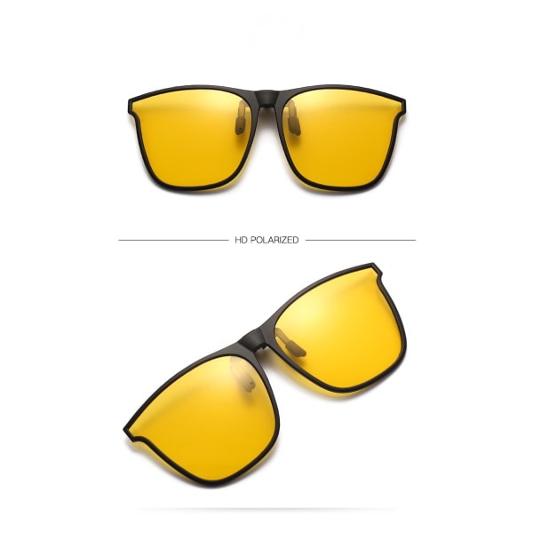 Polariserade Clip on Solglasögon - Solglasögon Clip on Glasögon för män Kvinnor, Stor ram Clip-on flip-up Solglasögon för körning fiske utomhus-Guld