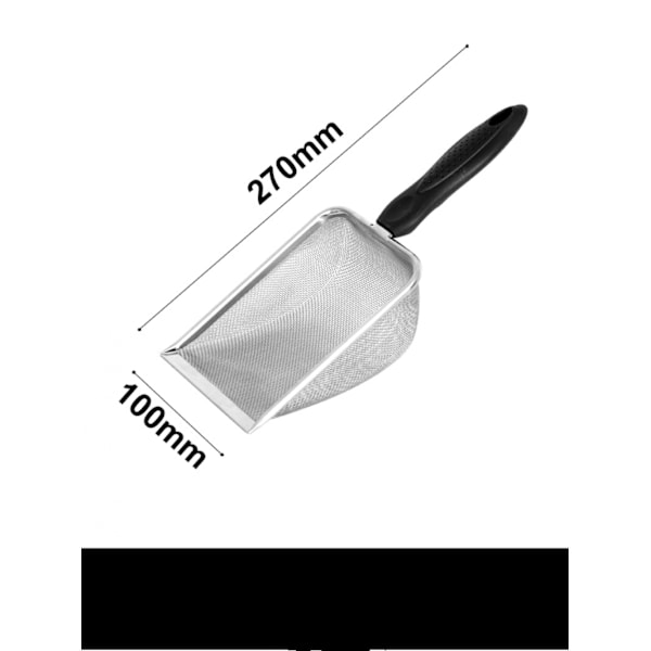 Rostfritt stål reptil sand botten spade spade sil finmask metall reptil sopor rengöring spade（1mm hål）