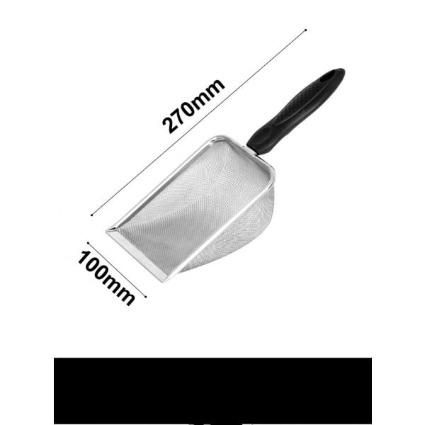 Rostfritt stål reptil sand botten spade spade sil finmask metall reptil sopor rengöring spade（2mm hål）