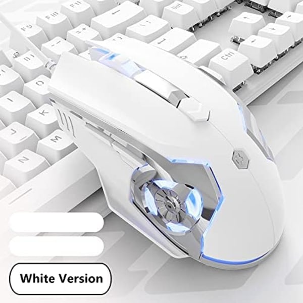 AJ120 Trådbunden Spelmus, Ergonomisk LED-Bakgrundsbelyst USB-Spelmus Dator Bärbar PC, för Windows Mac Linux OS, Vit