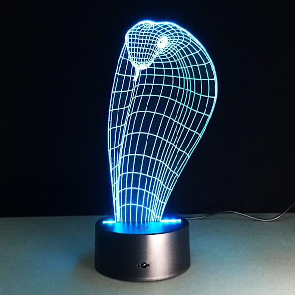 Slange 3D LED Lampe Kobra Natlampe Illusion Lys Lamper Berøringsføler USB Akryl Lampe Hjem Dekoration Gave 7 Farveændring