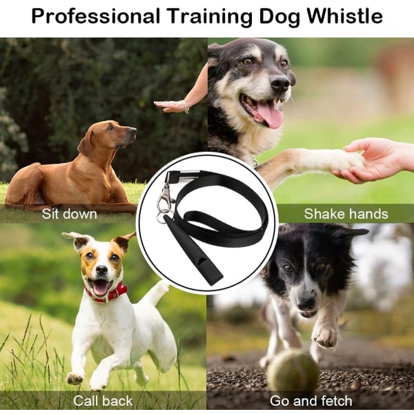 2 stk. Hunde Fløjte til at Stoppe Gøende Nabohunde, Lydløse Fløjter Nemme at Bære, Professionelt Hunde Træningsværktøj med Sort Lanyard (Sort)
