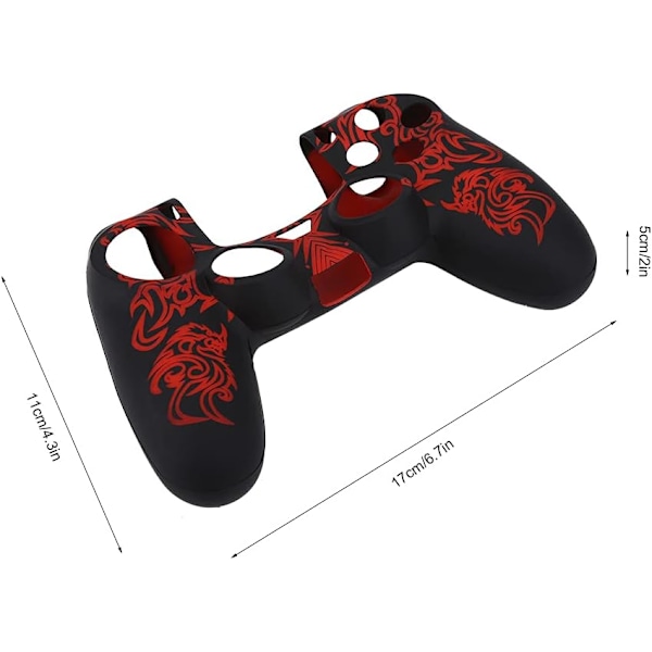 Spillkontrollhud Grip Deksel Case, Myk Silikon Case, Hud Grip Shell Deksel for PlayStation 4 PS4 Kontroll Black-red