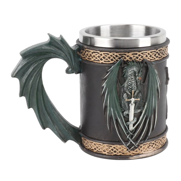 Rustfritt stålkrus Innovativ Dragon Pirate Retro Style Ølkopp med stor kapasitet for øl Kaffe Drikke Bronzer