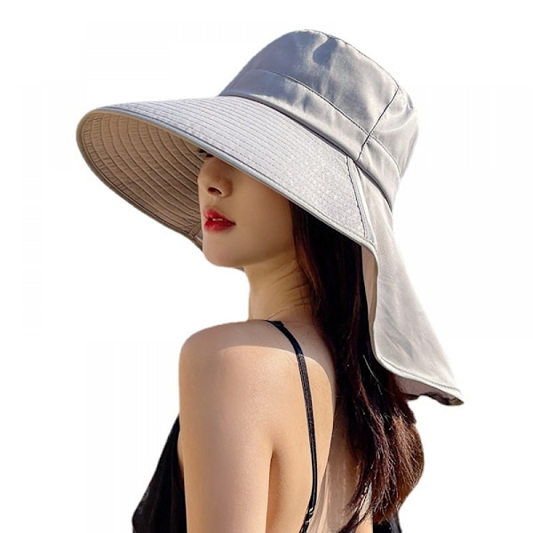 Dam bred solhatt solskydd med nackskydd fiskehatt UV-skydd strandhatt utomhushatt UPF50+