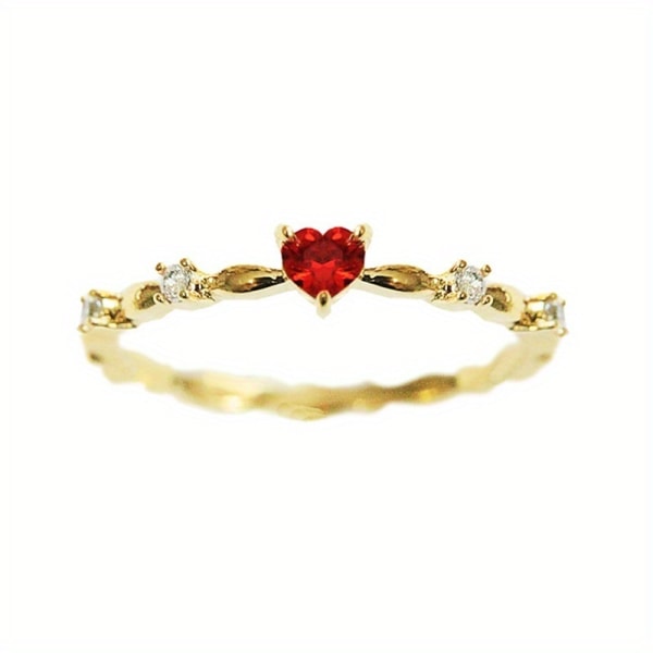 Exquisite Finger Ring Inlaid Love Heart Shape Shiny Synthetic Gems Romantic Proposal Engagement Ring Jewelry