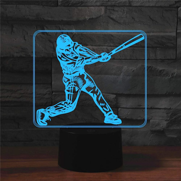 3D Play Baseball Fjernbetjening 16 Farve Natlys Illusion Akryl LED Bord Sengelampe Børneværelse Skrivebords Dekoration Fødselsdagsgaver Legetøj
