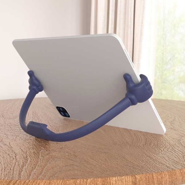 Thumbs Up 2-pakks nettbrettstativ, nettbrettstativholder for skrivebord, nettbrettstativ kompatibel med iPad-serien, Samsung Galaxy-faner Deep Blue/Black Plus