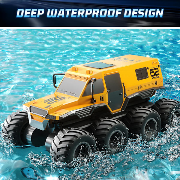 Kauko-ohjattava auto, 1:12 mittakaavan RC-maastoauto 8 pyörää 2,4 GHz RC-maasturi pojalle, maastoajoon sopiva vedenpitävä sähköleluauto 2 ladattavalla akulla