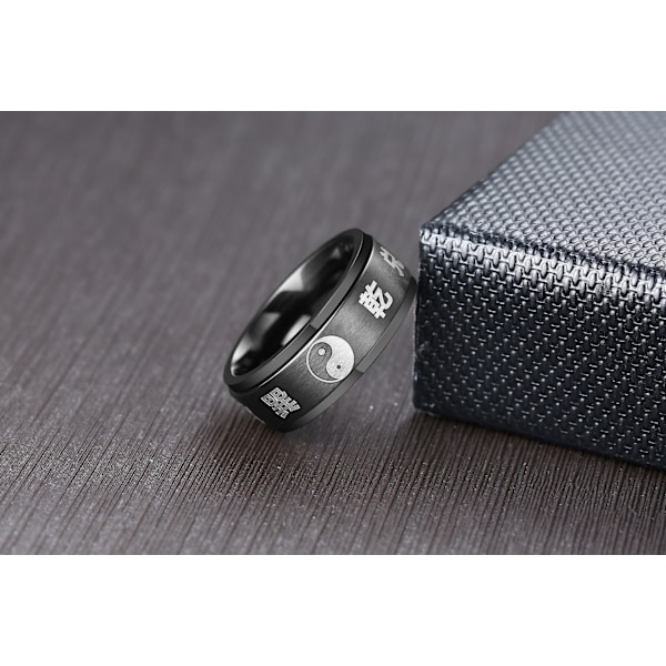 Tai Chi roterande spinner fidget band ringar för män pojkar kvinnor flickor cool yin yang ba gua daoistisk filosofi som lindring finger rotera fritt fint -9