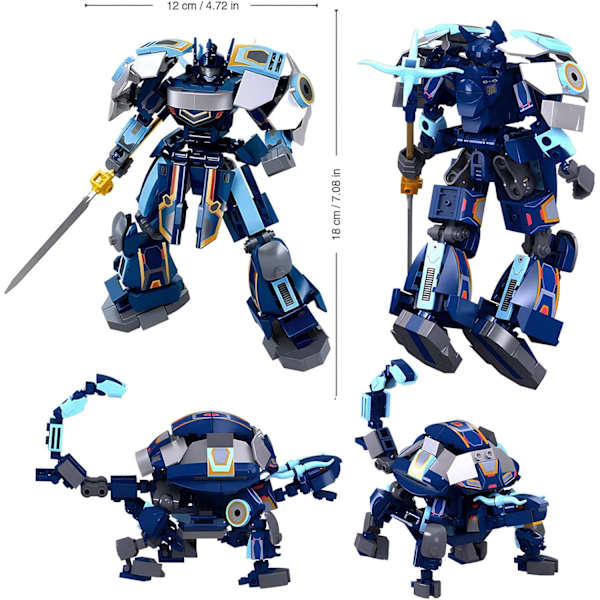 Transformerende Mech Robot Byggesæt, Mini Superhelteserie med Minifigurer, Cool Battle Titan Turtle Warrior (250 Dele)