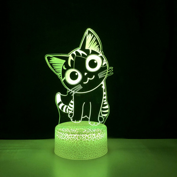 Qinwei LED Nattlampa Anime Cat 3D Illusion Lampa med fjärrkontroll Inredningslampor för barnhem --- Crack Seat